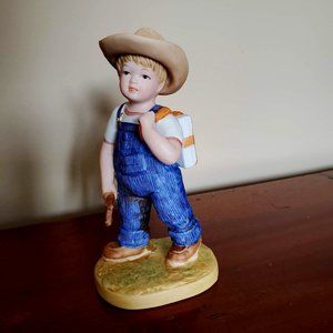 Vintage Boy Figurine, 1980s Porcelain Homco Denim Days children figurines Danny